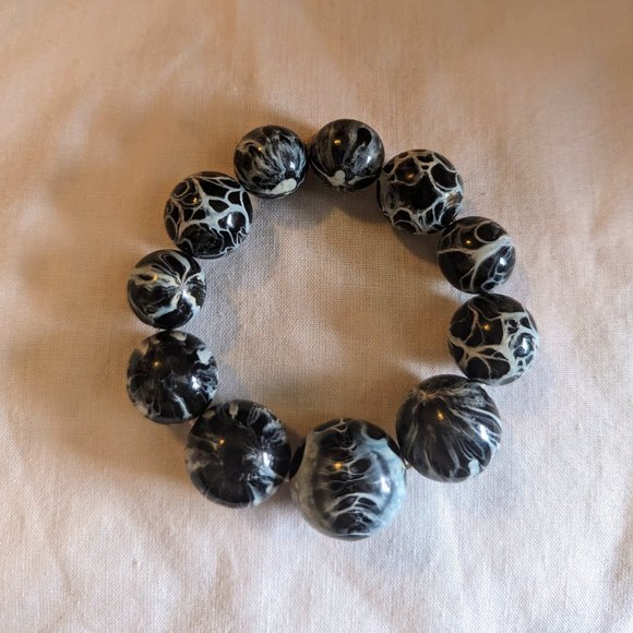 2/$10 Handmade Upcycled Glass-Bead Stretch Bracelet - Picture 1 of 2